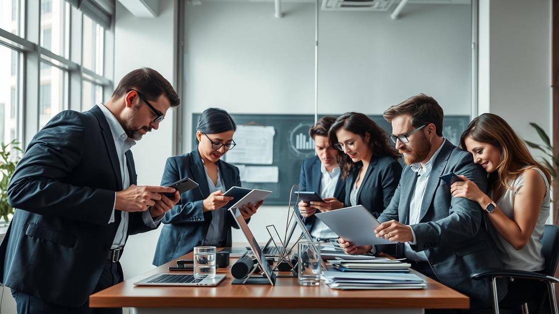 Diversos advogados analisando dados digitais em artigo sobre SEO Local para Advogados Domine as Buscas na Sua Cidade e Região