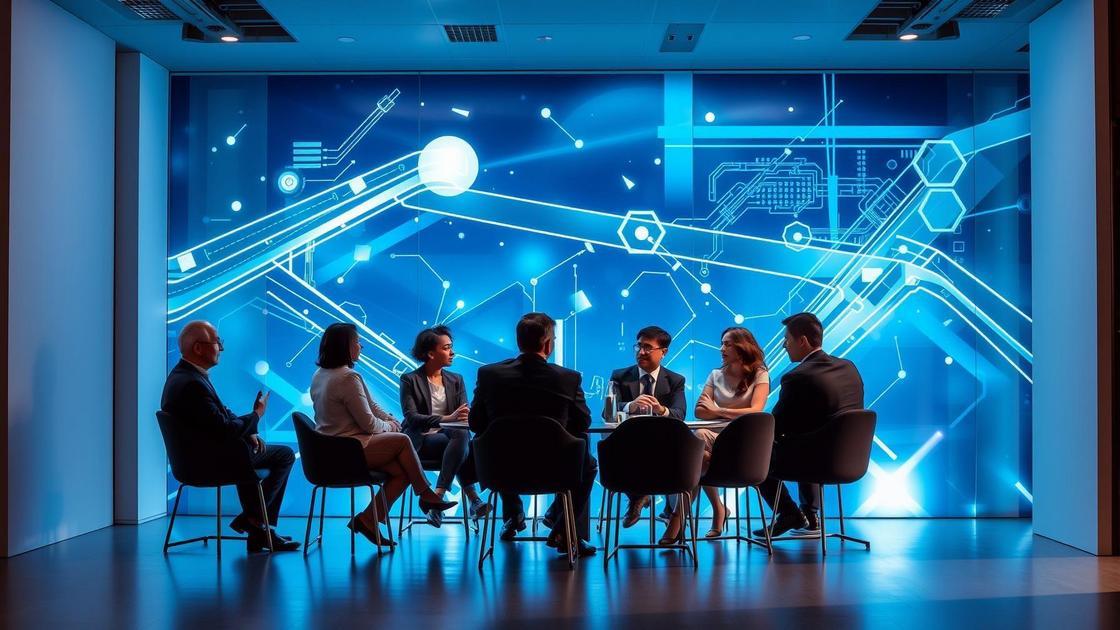 Como Transformar a Expertise Jurídica do seu Time em Conteúdo que Vende: advogados discutindo estratégias em um ambiente moderno.