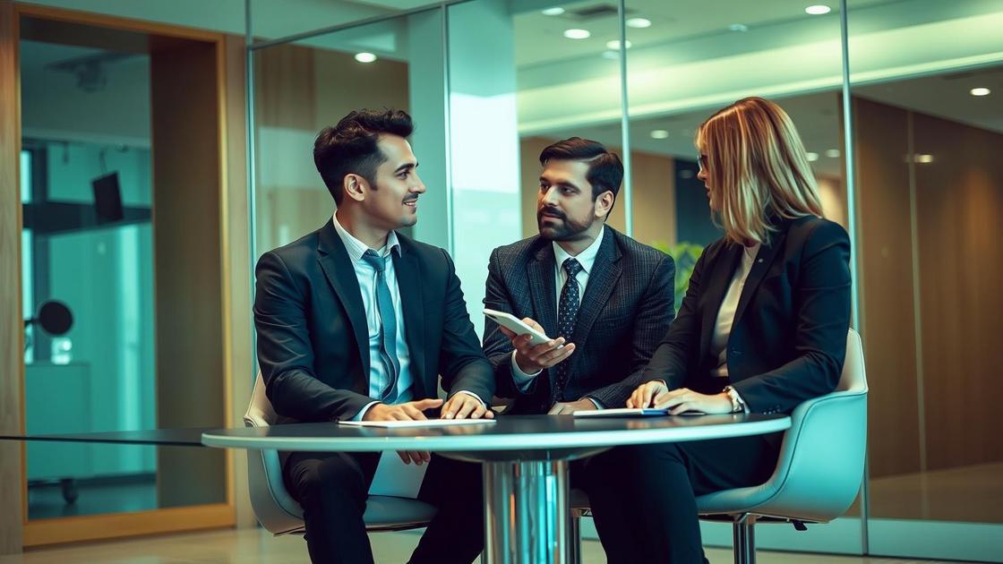 Publicidade na Advocacia Sem Ostentação e Ética, advogado em escritório moderno com cliente, discutindo estratégias de marketing ético.