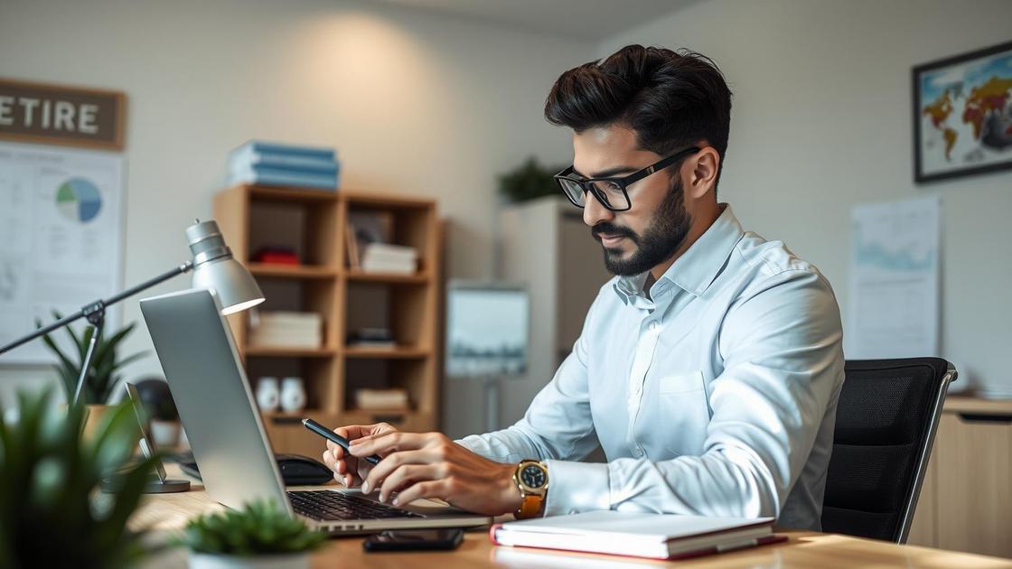 Imagem de advogado(a) utilizando tecnologia em home office moderno, representando Marketing Jurídico para Pequenos Escritórios Aprimore sua Presença Digital.