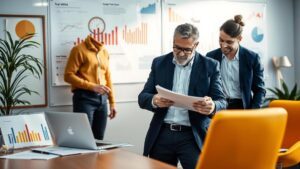 Automação de Marketing para Advocacia Ganhe Tempo e Clientes: advogado analisando dados em escritório moderno.