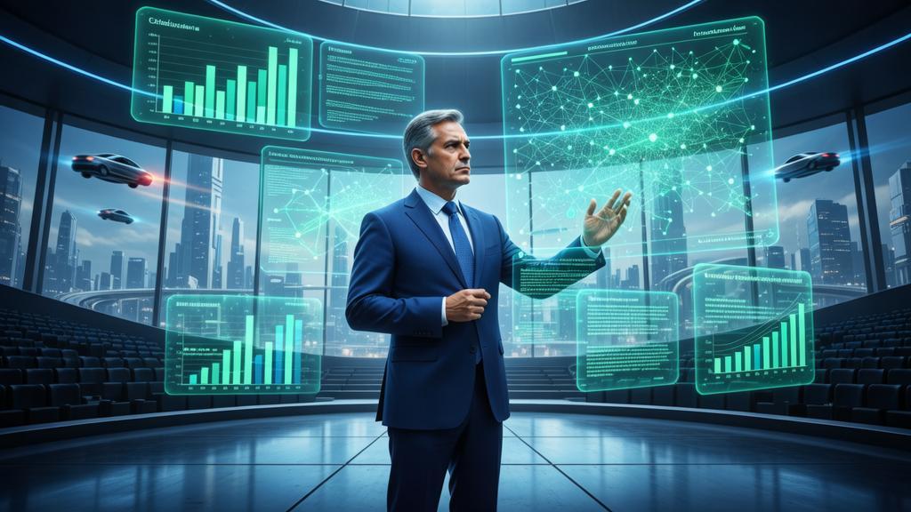 Advogado interagindo com hologramas, representando Marketing Jurídico para Advocacia de Família Estratégias Eficazes.
