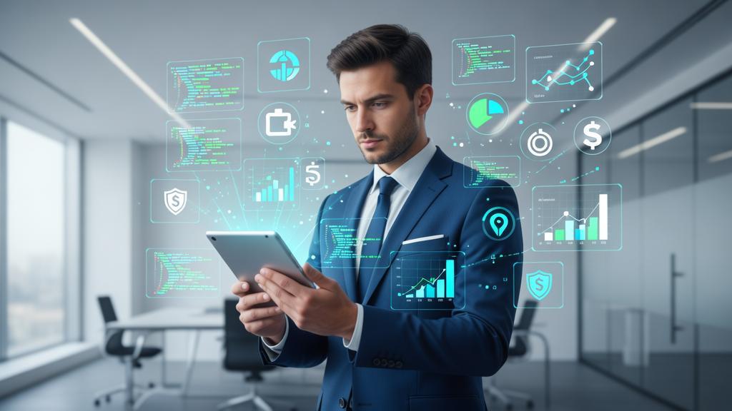 Advogado jovem consultando tablet no escritório moderno, simbolizando Dicas Práticas para Redação de E-mails Jurídicos e Melhorar Sua Comunicação.