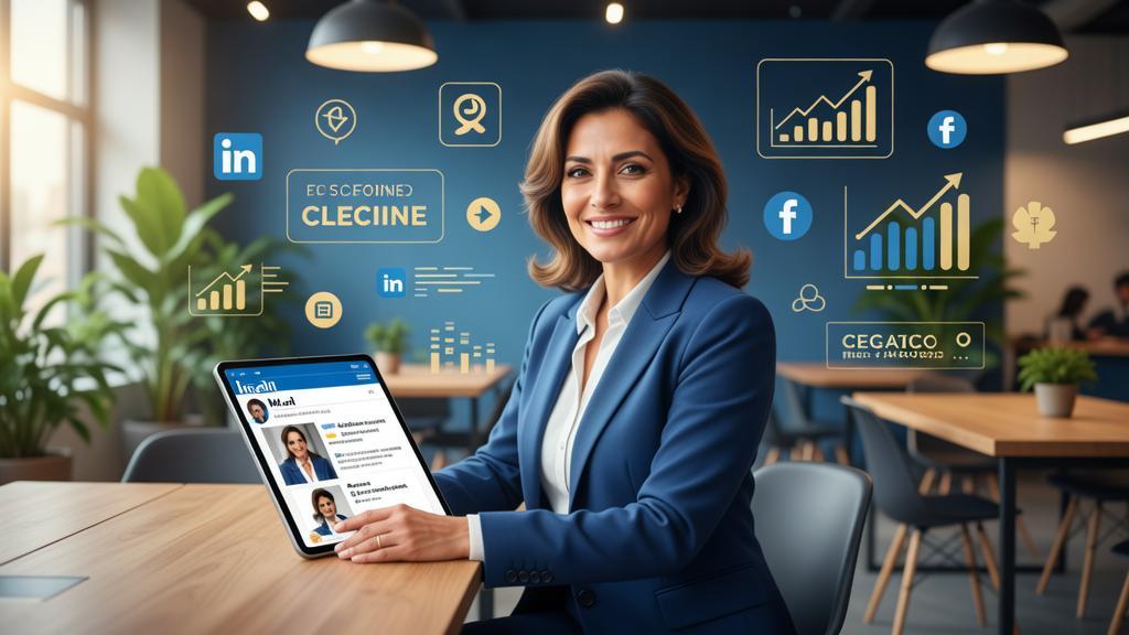 Advogado diversificado compartilhando conteúdo jurídico no LinkedIn em ambiente de coworking moderno