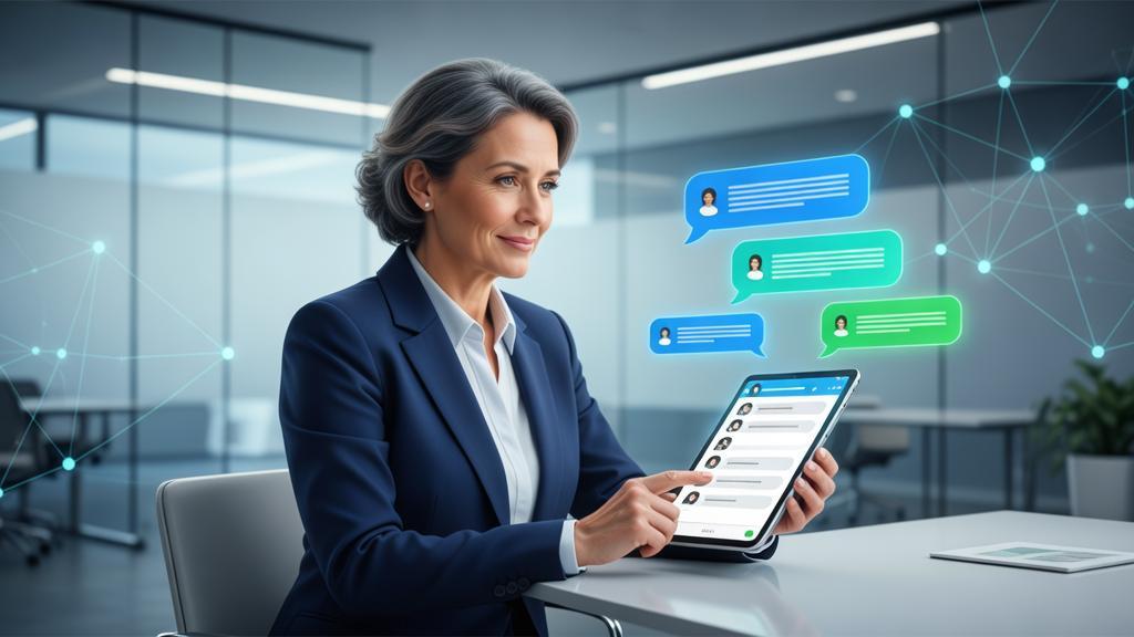 Como Fazer Atendimento Humanizado via Chat para Advocacia com advogada em chat digital empático e elementos tecnológicos