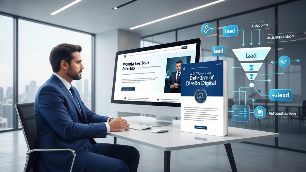 Como Criar Iscas Digitais para Captar Leads no Direito com advogado analisando leads e automação digital